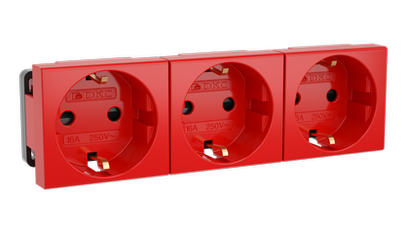 VIVA Розетка силовая с заземлением тройная красная