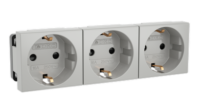 VIVA Розетка силовая с заземлением тройная серая