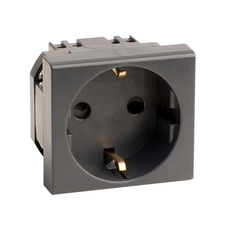 Розетка силовая 2Р+Е со шторками Viva 2 модуля черный