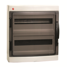 Щит распределительный навесной ЩРн-П-36 IP65 пластиковый прозрачная дверь с клеммным блоком и замком серый