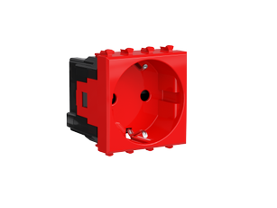 Avanti Розетка ''Красный квадрат'', 2P+E, с защитными шторками, 2 модульная