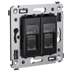 Avanti Розетка RJ-45 в стену, кат.6 двойная, ''Черный квадрат''