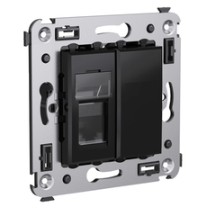 Avanti Розетка телефонная в стену одинарная, ''Черный квадрат''