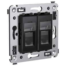 Avanti Розетка телефонная в стену двойная, ''Черный квадрат''