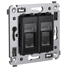 Avanti Розетка RJ-45 в стену, 5e двойная экранированная, ''Черный квадрат''