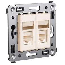 Avanti Розетка телефонная в стену двойная, ''Ванильная дымка''