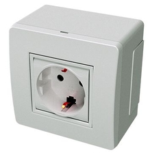 Коробка для миниканалов с силовой розеткой коричневая