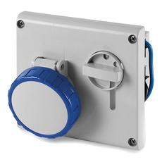 Розетка скрытой установки IP67 16А 2P+E 230В с механической блокировкой и верхним расположением разъема