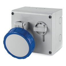 Розетка наружной установки IP67 32А 2P+E 230В с механической блокировкой и верхним расположением разъема