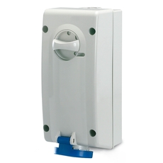 Розетка наружной установки IP44 32А 2P+E 230В с механической блокировкой и боковым расположением разъема