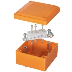 Коробка пластиковая FS с гладкими стенками и клеммниками  IP56 100х100х50мм  5р  450V 20A 10мм.кв