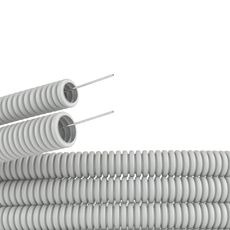 Труба гофрированная ПВХ 25 мм с протяжкой легкая серая (25м)