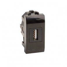Розетка USB 2.0 Brava черная 1 модуль