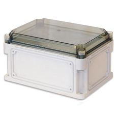 Корпус IP67 400х200х160 Hкрышки=35 с выбивным фланцем прозрачная крышка