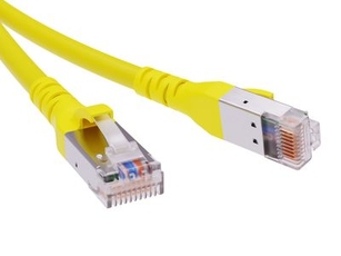 Патч-корд экранированный CAT6A SF/UTP 4х2 LSZH желтый 1м