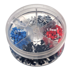 Контейнер наконечников-гильз с изолированным фланцем 2.5кв.мм синий (1000 шт)