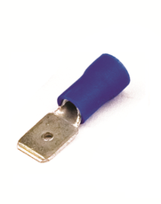 Наконечник плоский РпИп 2.5-7-0.8 синий QUADRO (100шт) с изолированным фланцем (вилка)