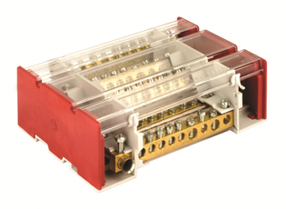 Блок распределительный на DIN рейку c выносной клеммой 4р 160А 7х7мм 1х8мм 1х9мм 1х12м