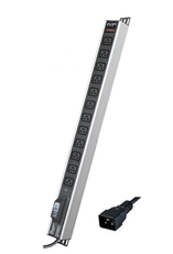 Блок распределения питания вертикальный для 19дюйм шкафов, 16A12 ХIEC60320 C19, автоматический выключатель 1Р, индикатор т