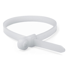 Хомут 300х7.8мм с монтажным отверстием белый (100шт)