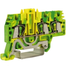 Зажим HTE.2/1+2 для заземления 1 ввод/2 вывода 2.5 кв.мм желто-зеленый