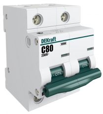 Выключатель автоматический двухполюсный ВА-201 80А D 10кА | 13017DEK | DEKraft