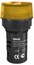 Лампа комм. ADDS 22 мм Цвет:ЖЕЛТЫЙ LED 220В ЛK-22 | 25004DEK | DEKraft