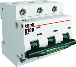 Выключатель автоматический трехполюсный ВА-201 100А C 10кА | 13009DEK | DEKraft