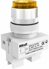 Лампа комм. ALTE 22 мм Цвет:ЖЕЛТЫЙ неон 220В ЛK-22 DE | 25009DEK | DEKraft