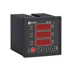 Вольтметр VD-723 цифровой на панель 72х72         трехфазный EKF PROxima