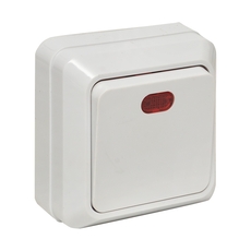 Рим Выключатель одноклавишный с индикатором 10А белый