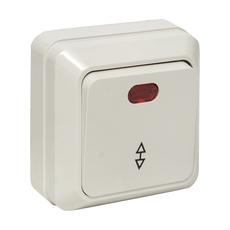 Рим Выключатель проходной одноклавишный с индикатором 10А белый (ENV10-125-10)