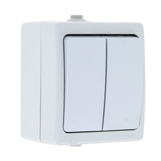 Выключатель Венеция 2-клавишный 10А IP54 белый (EVV10-023-10-54)