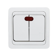 Лондон Выключатель двухклавишный с индикатором 10А белый