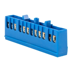 Шина 0 N (6х9мм) 12 отверстий латунь синий изолированный корпус на DIN-рейку PROxima (sn0-63-12-ib)