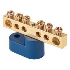 Шина 0 N (6х9мм) 6 отверстий латунь синий угловой изолятор PROxima (sn0-63-06-1)