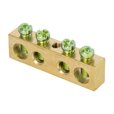 Шина PEN ноль-земля (6x9мм) 4 отв. латунь крепеж по центру розн. стикер EKF (sn0-63-04-r)