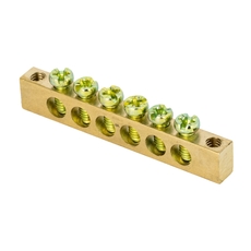 Шина PEN ноль-земля 6х9мм 6 отверстий латунь крепеж по краям PROxima (sn0-63-06-k)