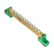 Шина 0 PE 8x12мм 12 отверстий латунь с контактной пластиной 2 зелёных угловых изолятора EKF PROxima (sn0-125-12-2-pe)