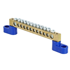 Шина нулевая 63.12 (2 изолятора стойка) латунь (sn0-63-12-2)