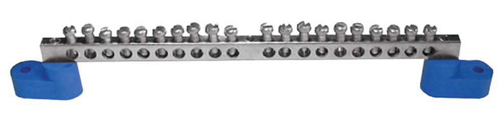 Шина нулевая 8х12мм 125А 20 отверстий 2 изолятора стойка латунь