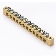 Шина нулевая 8х12мм 125А 12 отверстий крепеж по краям латунь PROxima (sn0-125-12-k)