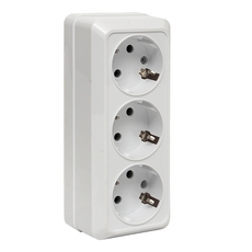 Розетка Рим 3-местная 16А с заземлением белая (ENR16-228-10)