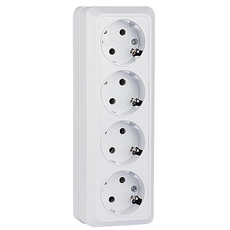 Розетка Рим 4-местная 16А с заземлением белая (ENR16-328-10)