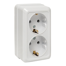 Рим Розетка двойная 16А с заземлением белая (ENR16-128-10)