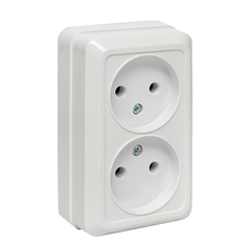 Рим Розетка двойная 10А без заземления белая