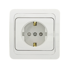 Лондон Розетка с заземлением 16А белая с защитными шторками (EER16-028-100)