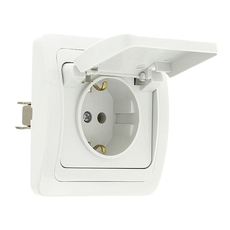 Лондон Розетка с заземлением и крышкой 16А белая