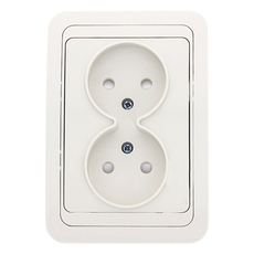Розетка Лондон двухместная без заземления 10А белая с защитными шторками (EER10-102-100)