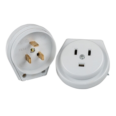 Разъем РШ-ВШ 32А 250В 2P+PE (СУ) пластиковый белый Simple (AS-250-H-02)